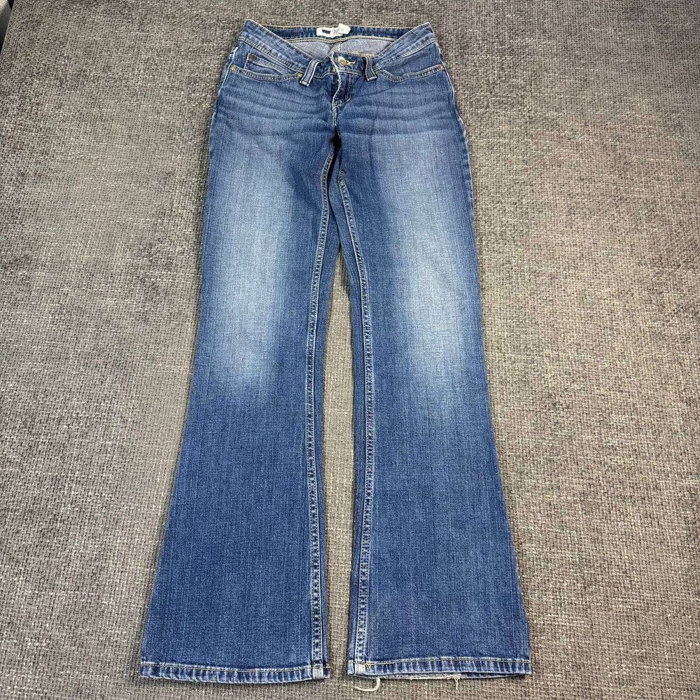 Levis Bold Curve Flare Jeans Womens 27 Blue Low Rise Y2K Medium Wash Denim